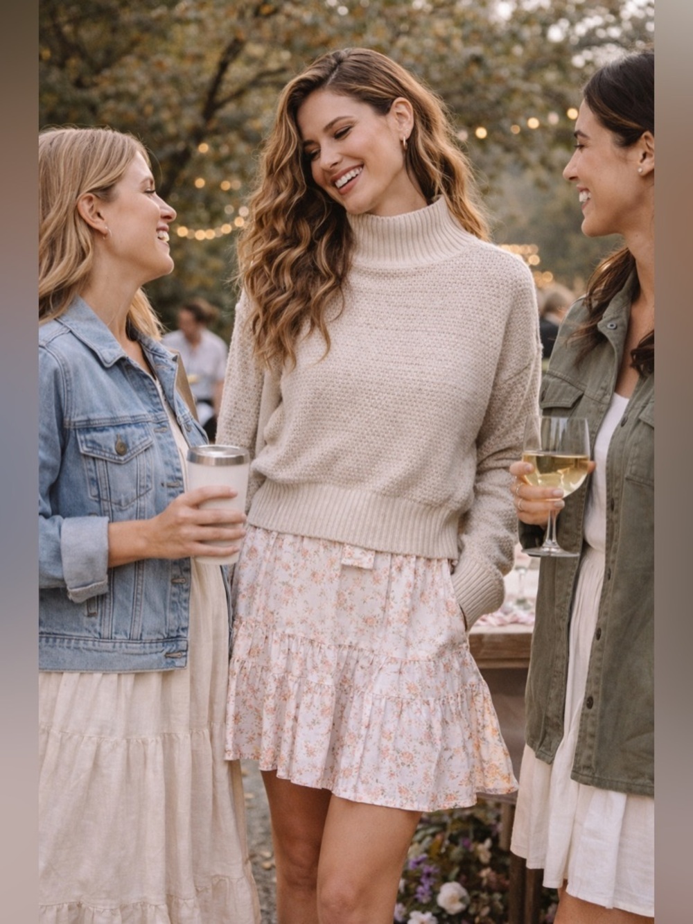 Free People Cropped Turtleneck Sweater Cream SZ S Cozy Boho Knit